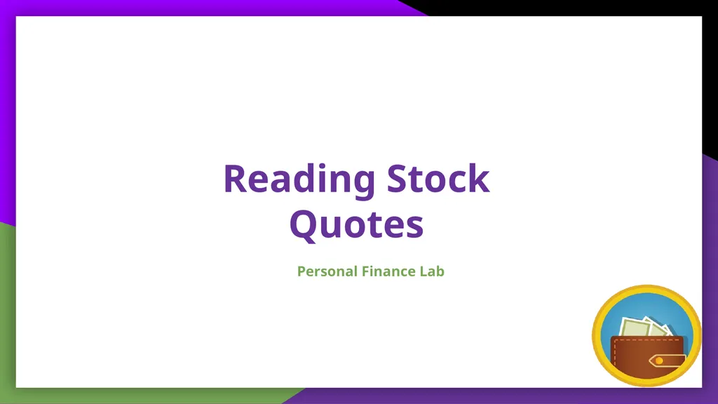 Reading Stock Quotes Personal Finance Lab Stock