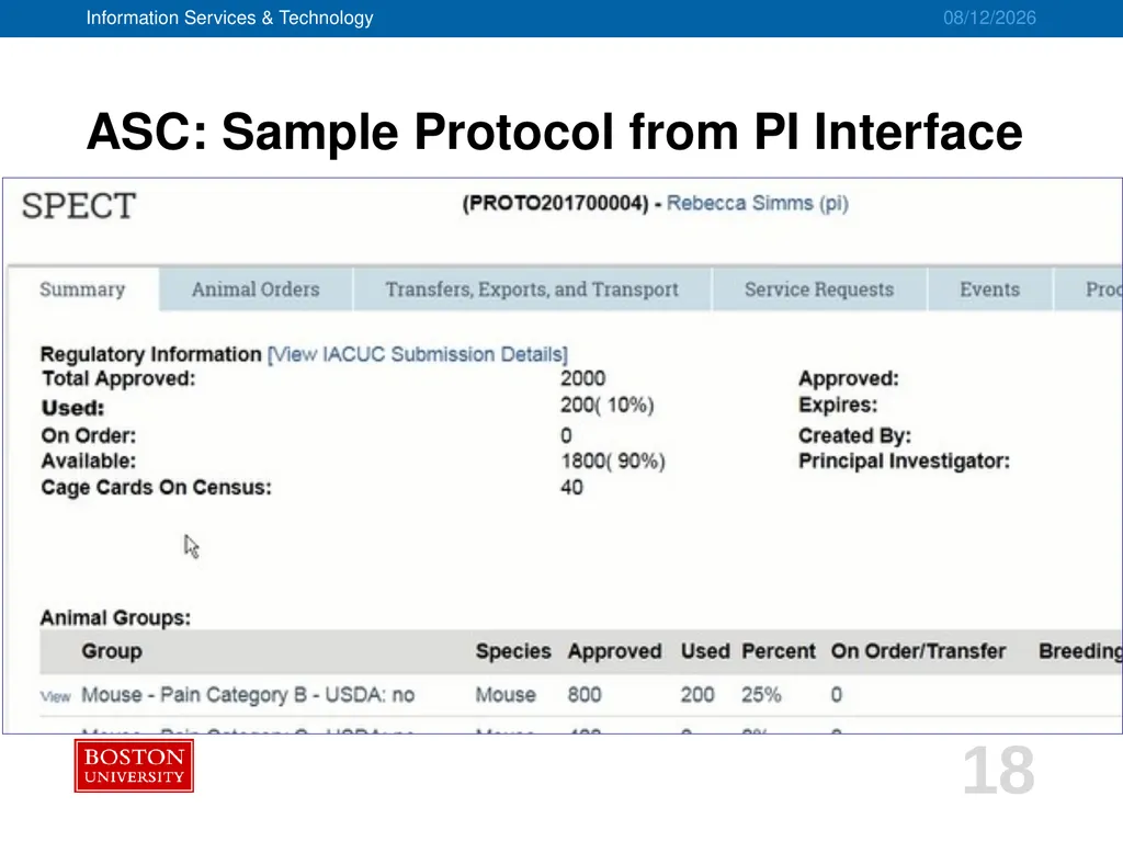 IACUC/ASC Systems Implementation Project Advisory - slide 18 of 20
