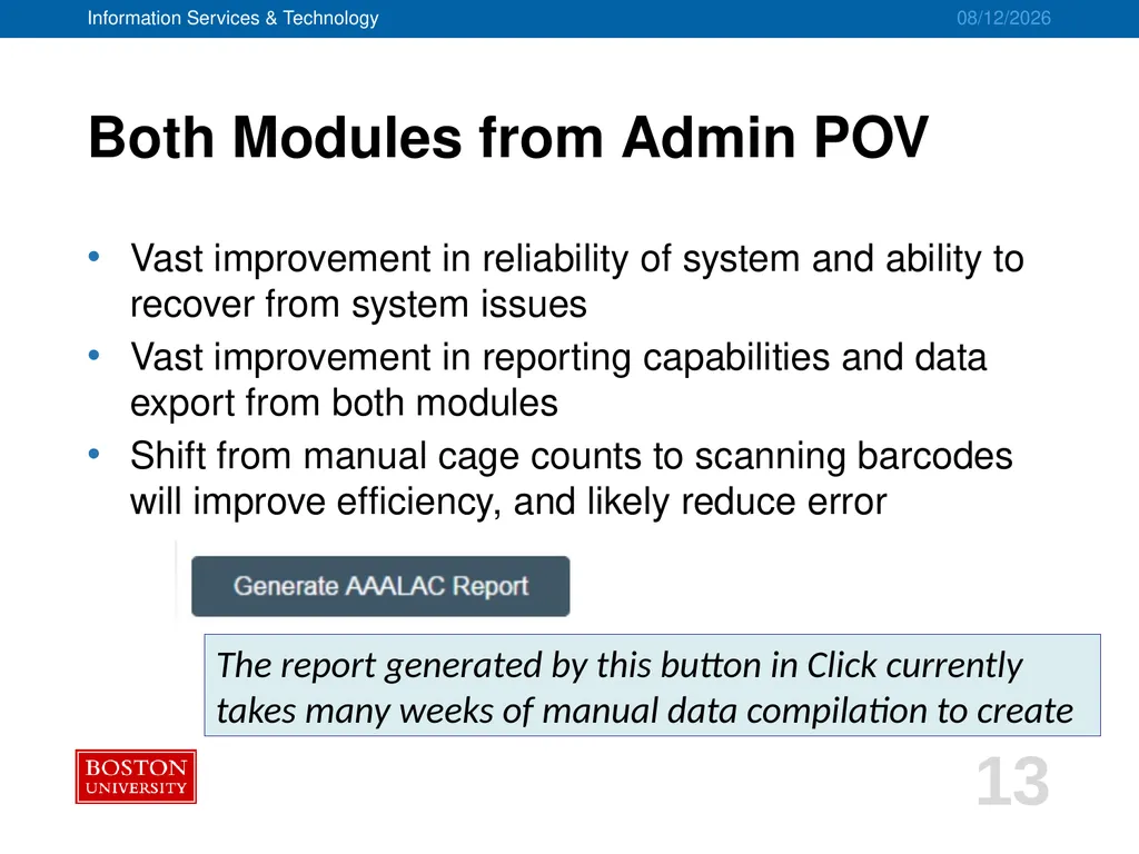 IACUC/ASC Systems Implementation Project Advisory - slide 13 of 20