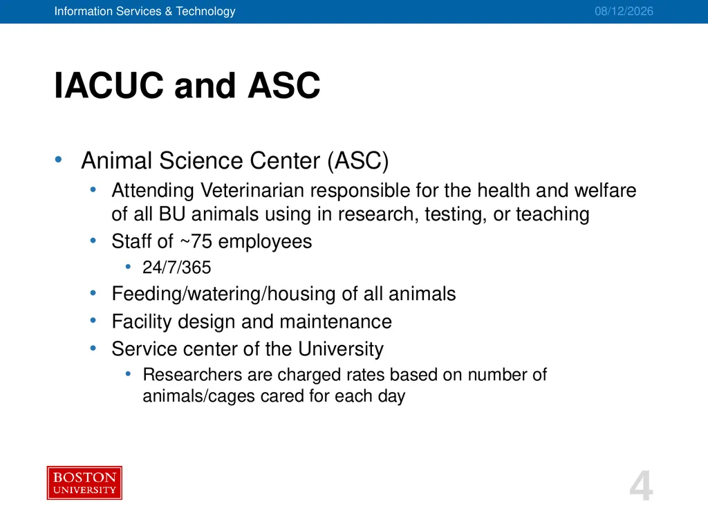 IACUC/ASC Systems Implementation Project Advisory - slide 4 of 20