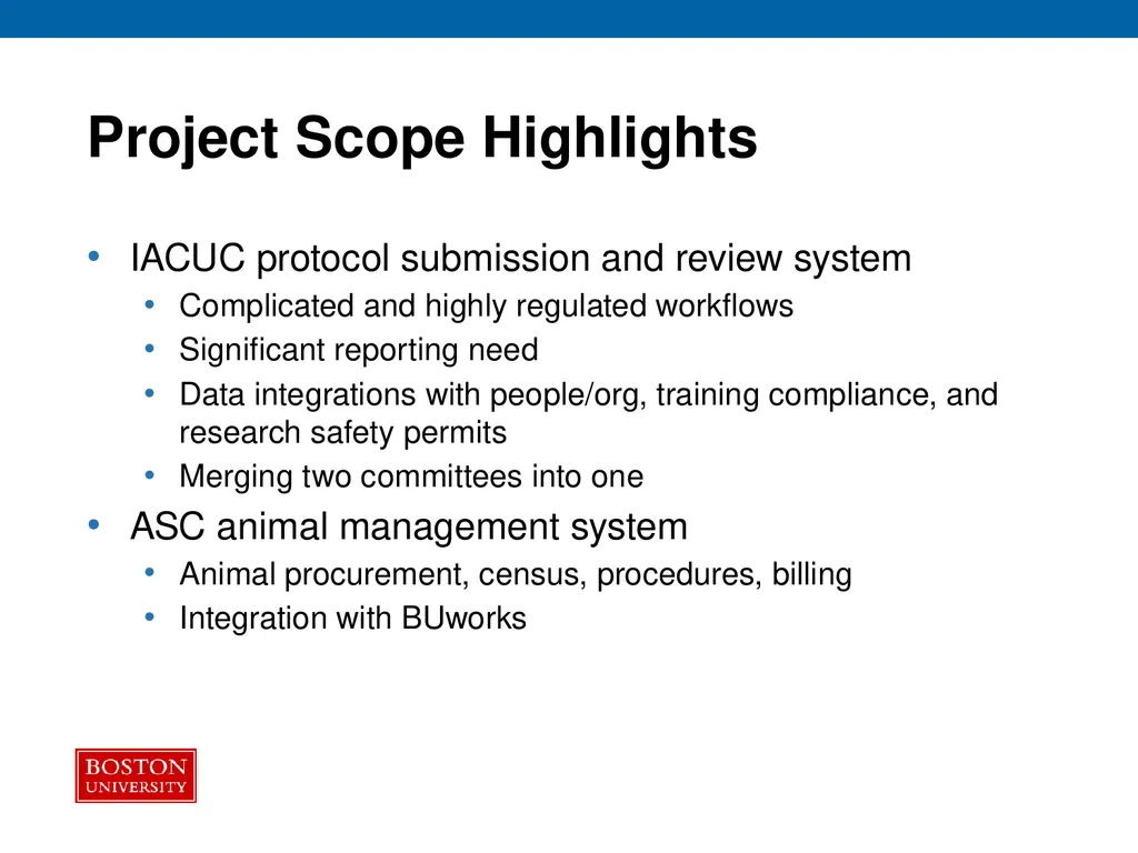 IACUC/ASC Systems Implementation Project Advisory - slide 6 of 20