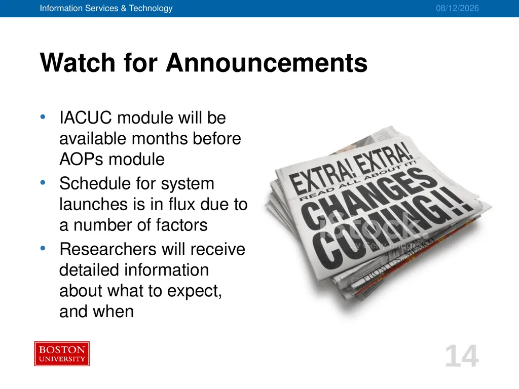 IACUC/ASC Systems Implementation Project Advisory - slide 14 of 20