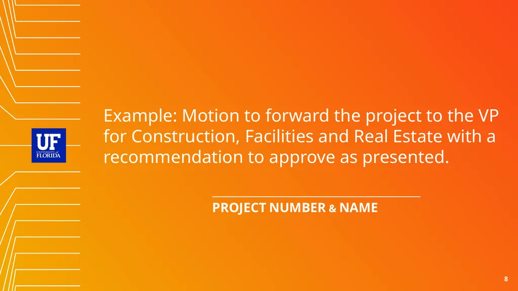 PROJECT NUMBER & NAME (Ex. MP10000 CENTURY TOWER) - slide 8 of 8