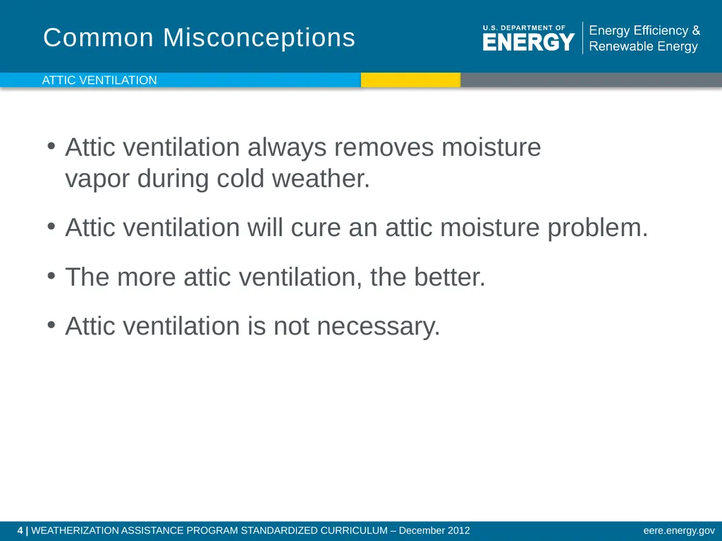 Attic Ventilation WEATHERIZATION ENERGY AUDITOR - slide 4 of 23