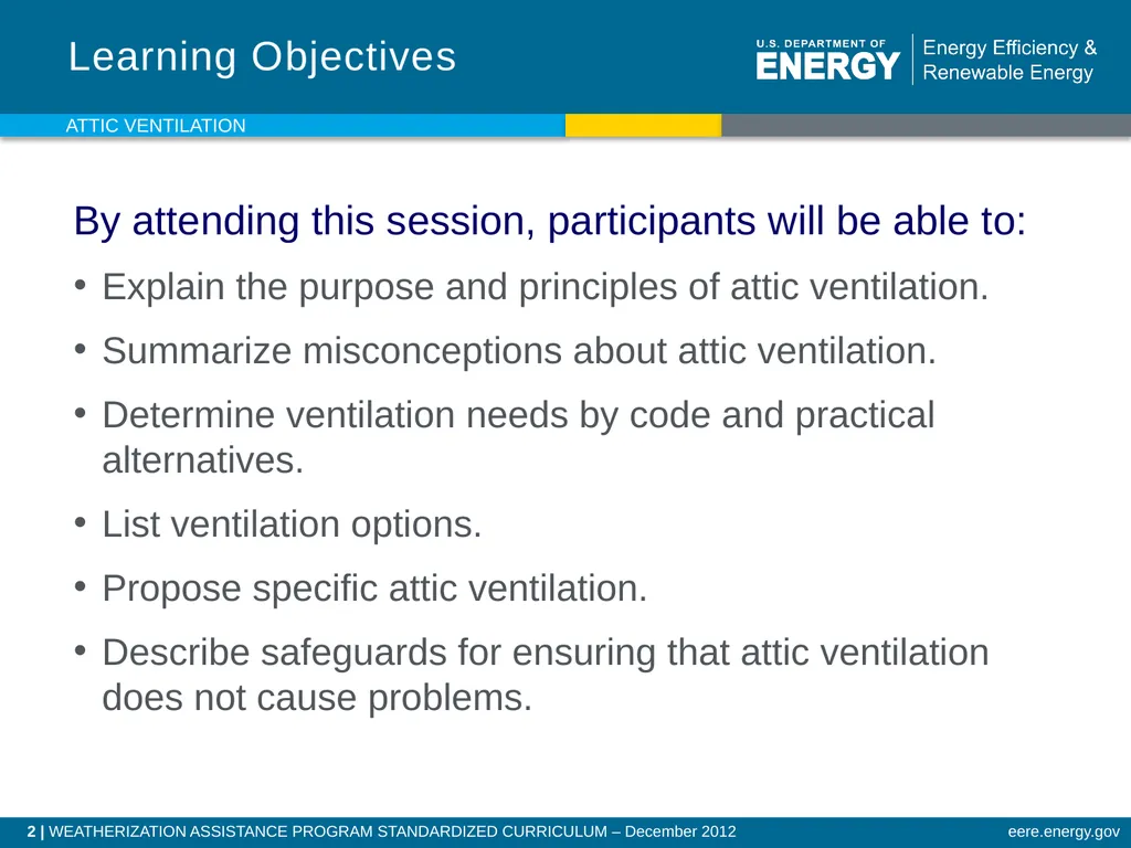 Attic Ventilation WEATHERIZATION ENERGY AUDITOR - slide 2 of 23