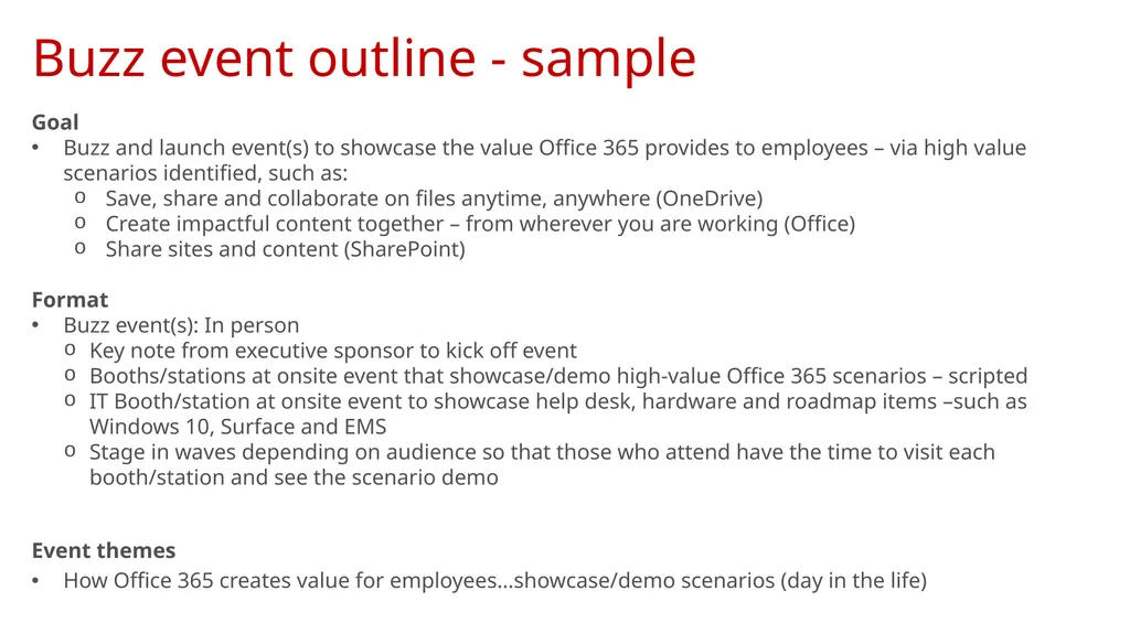 Launch/Buzz Event Planning Launch/Buzz event - key - slide 3 of 4