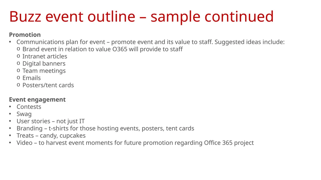 Launch/Buzz Event Planning Launch/Buzz event - key - slide 4 of 4