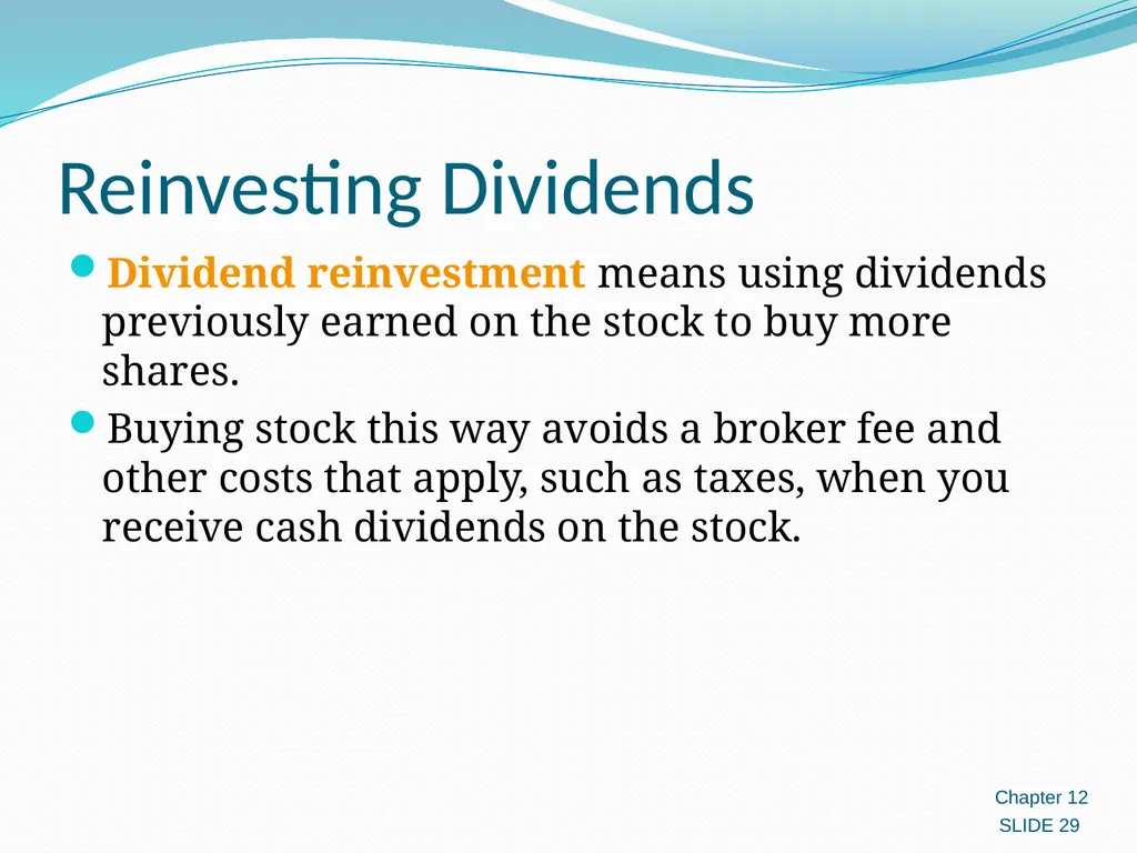 Investing in Stocks 12.1 Evaluating Stocks 12.2 - slide 29 of 49