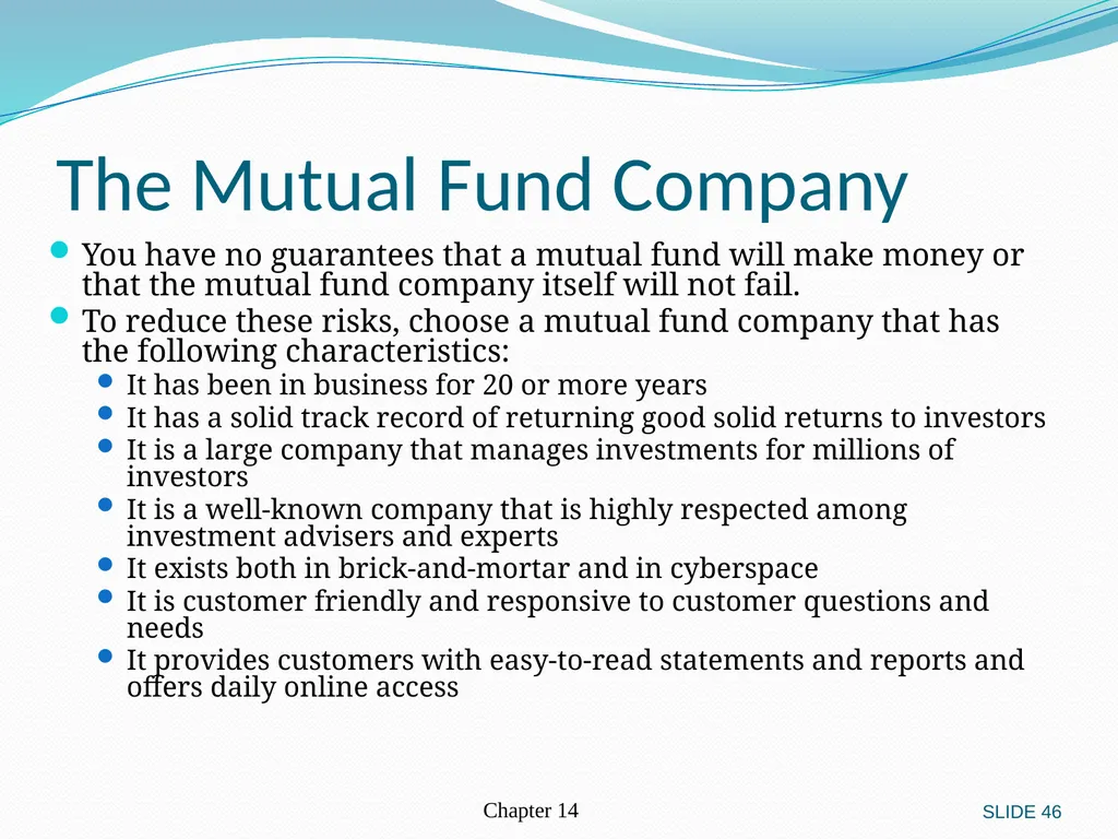 Investing in Stocks 12.1 Evaluating Stocks 12.2 - slide 46 of 49