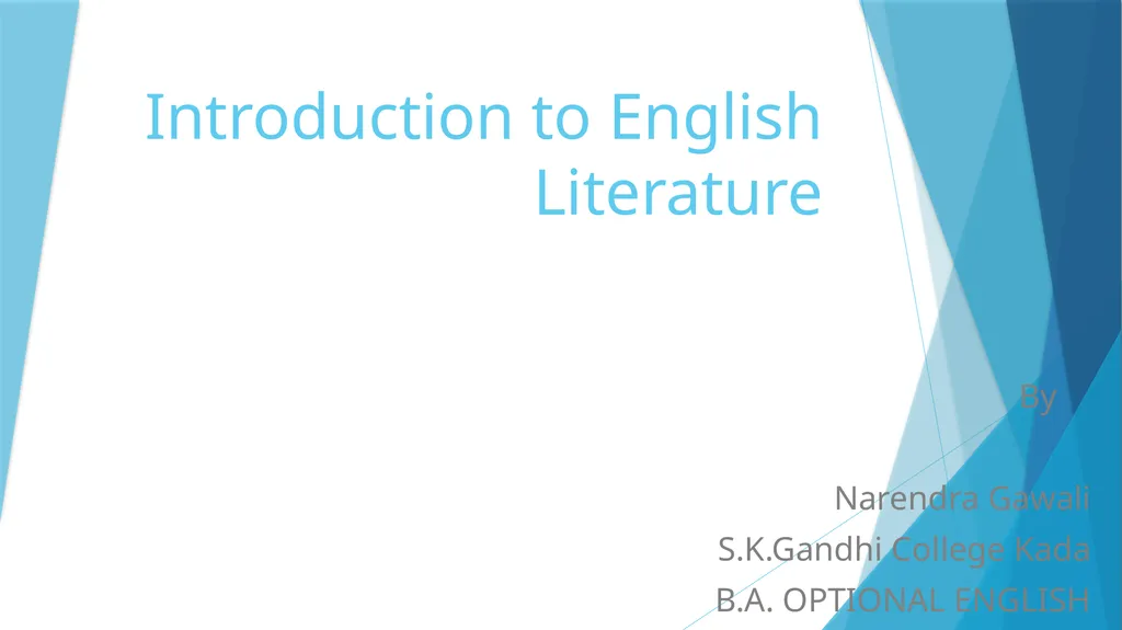 Introduction to English Literature By Narendra - slide 1 of 16