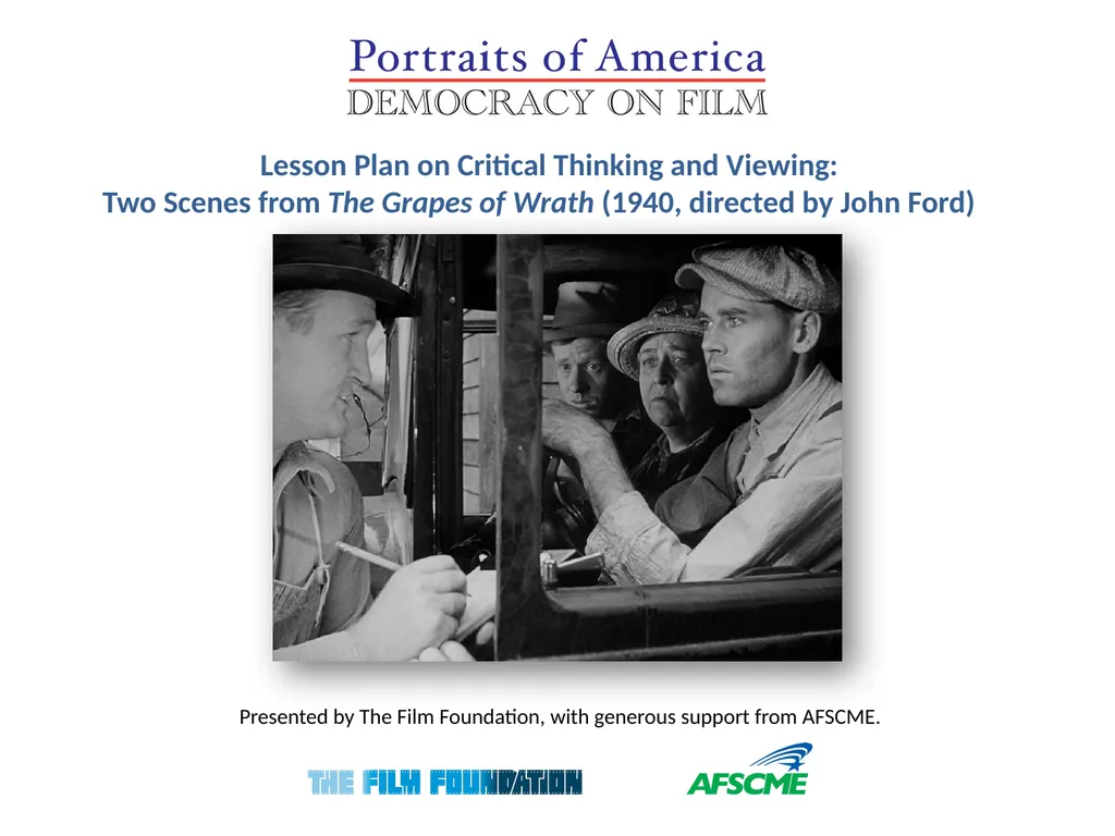 Lesson Plan on Critical Thinking and Viewing: Two - slide 1 of 5