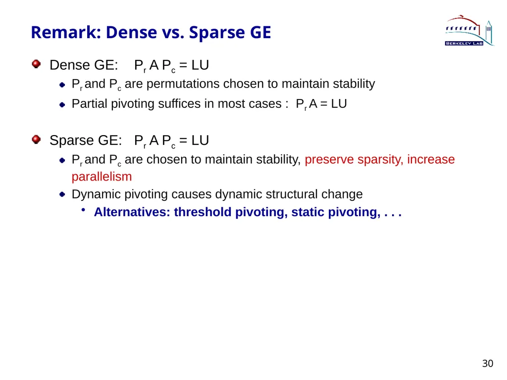 Lecture 3 Sparse Direct Method: Combinatorics - slide 30 of 35
