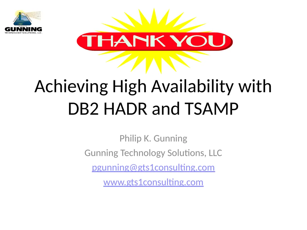 Achieving High Availability with DB2 HADR and - slide 67 of 67