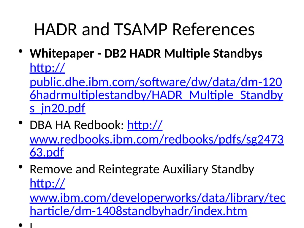 Achieving High Availability with DB2 HADR and - slide 63 of 67