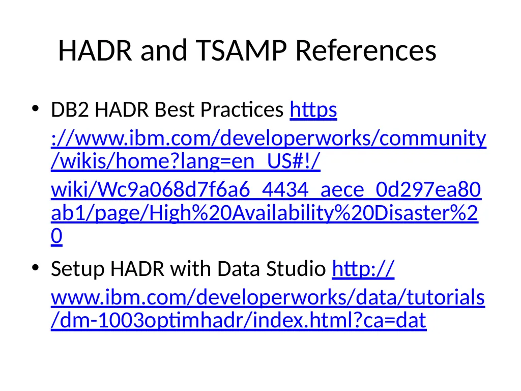 Achieving High Availability with DB2 HADR and - slide 64 of 67