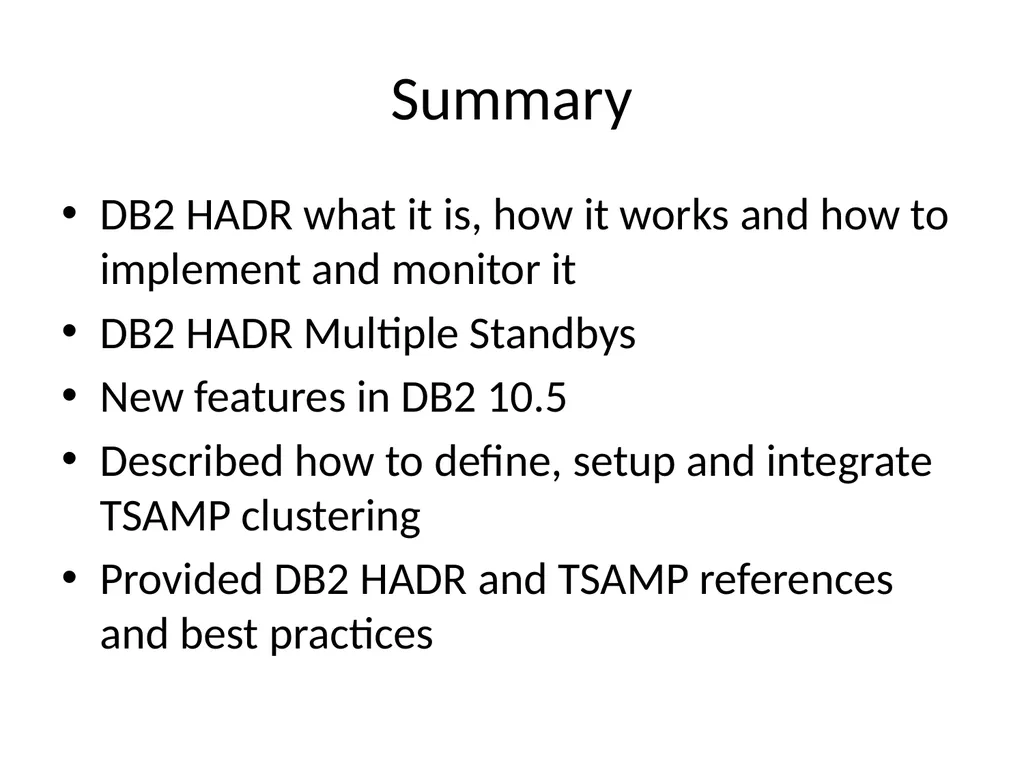 Achieving High Availability with DB2 HADR and - slide 62 of 67