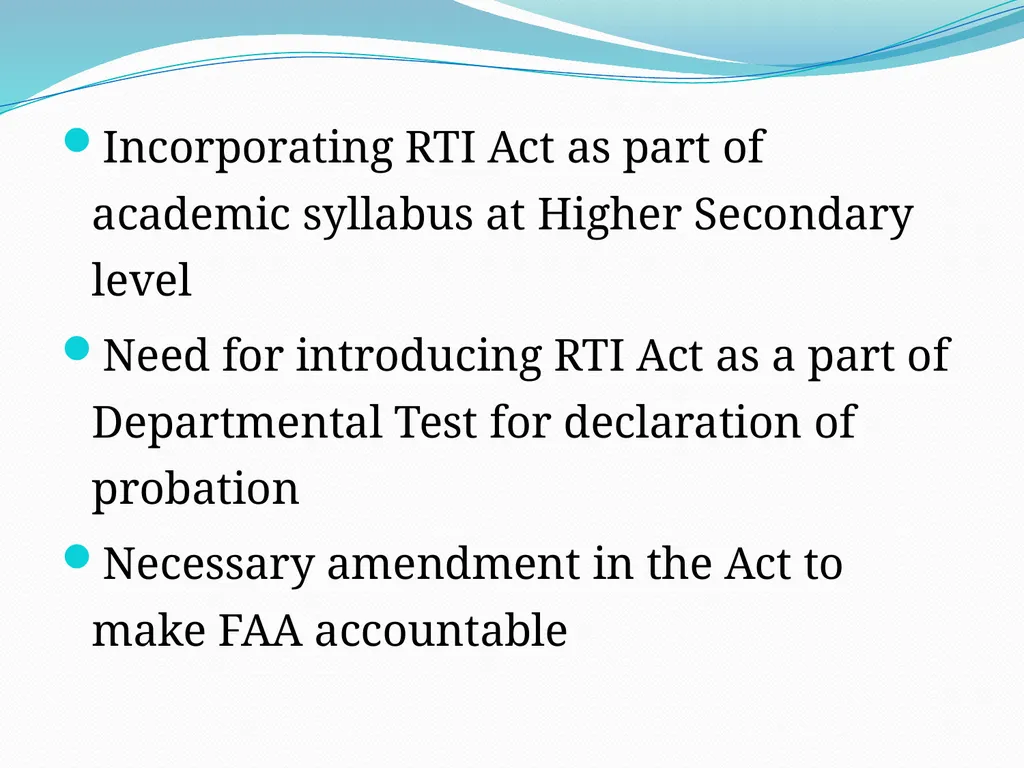 EMERGING ISSUES IN THE IMPLEMENTATION OF THE RTI - slide 15 of 16