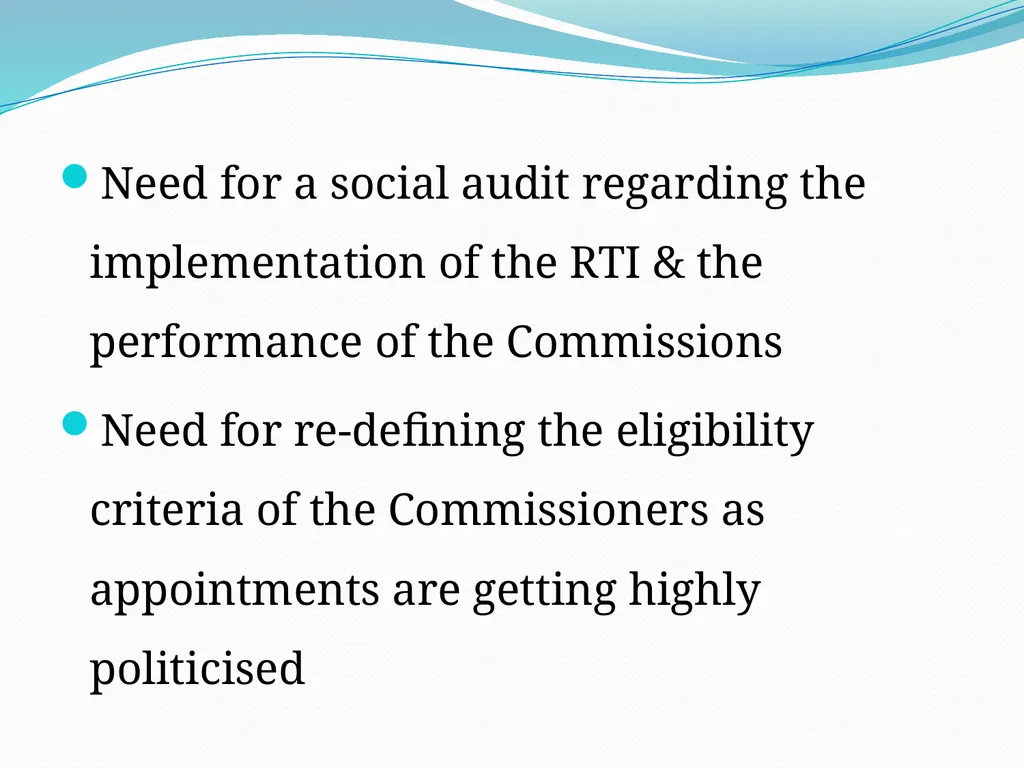 EMERGING ISSUES IN THE IMPLEMENTATION OF THE RTI - slide 16 of 16