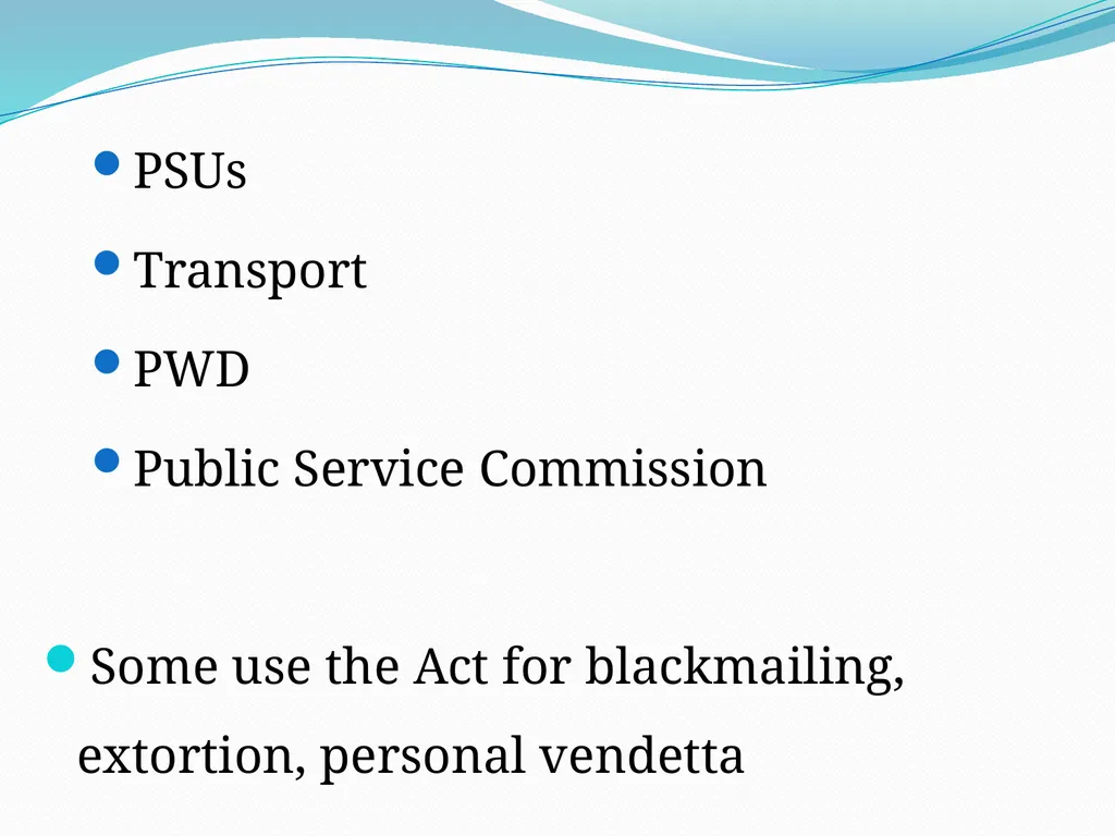 EMERGING ISSUES IN THE IMPLEMENTATION OF THE RTI - slide 5 of 16