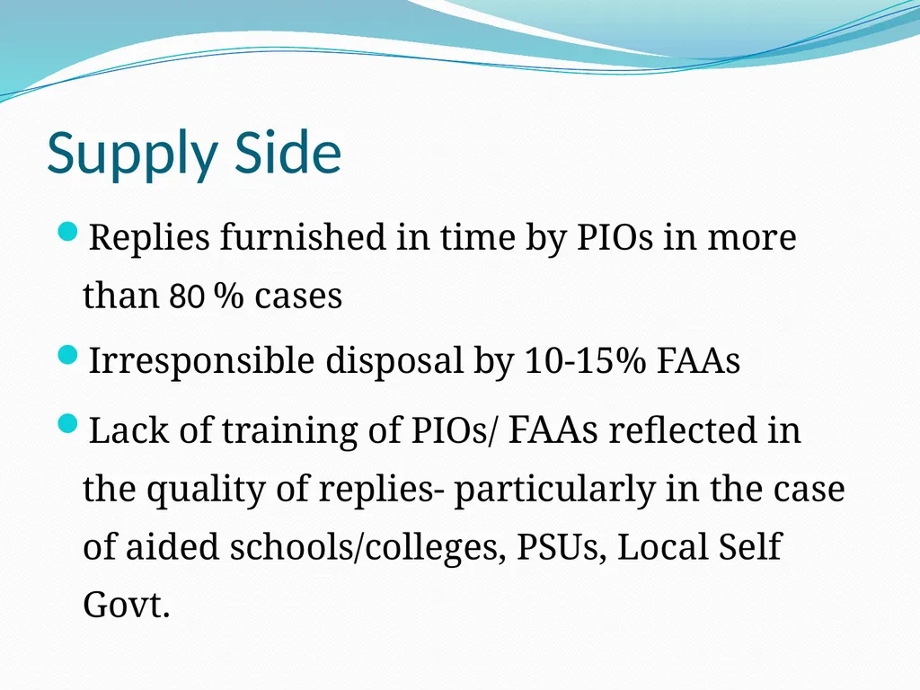EMERGING ISSUES IN THE IMPLEMENTATION OF THE RTI - slide 6 of 16