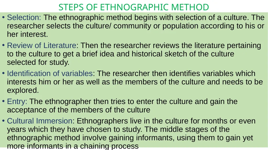 Ethnography literally means 'a portrait of a - slide 11 of 21