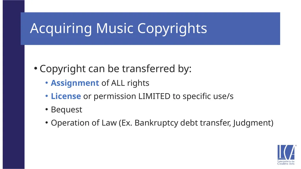 Representing the LCA Music Client: Song Rights - slide 15 of 52