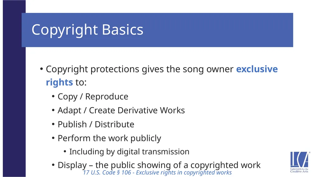 Representing the LCA Music Client: Song Rights - slide 8 of 52