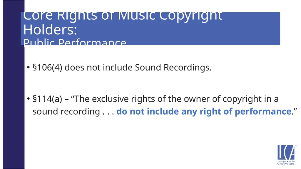 Representing the LCA Music Client: Song Rights - slide 26 of 52