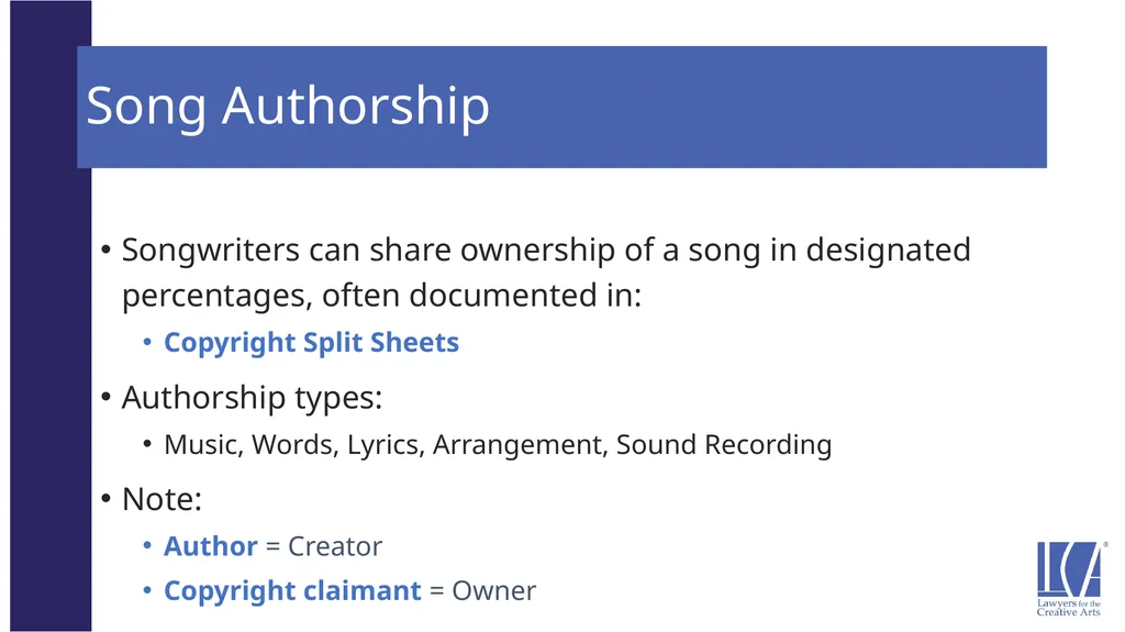 Representing the LCA Music Client: Song Rights - slide 33 of 52
