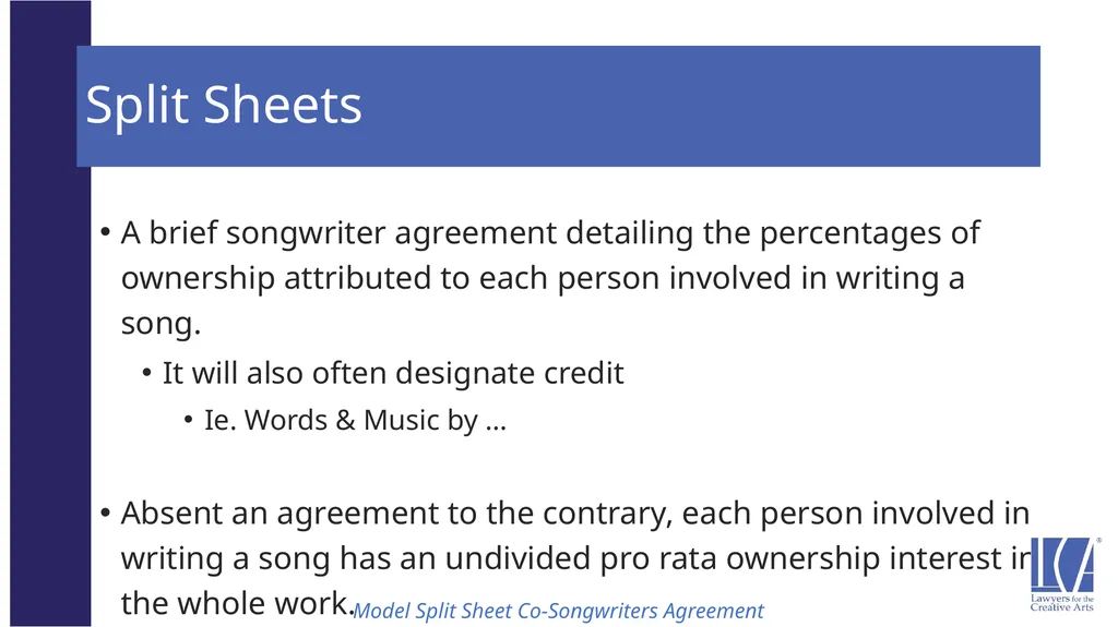 Representing the LCA Music Client: Song Rights - slide 48 of 52