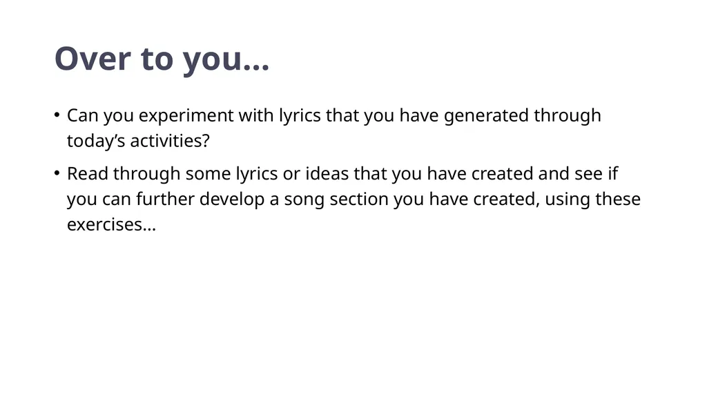 Year 7 and 8 Music: Becoming a SongMaker LESSON - slide 21 of 21