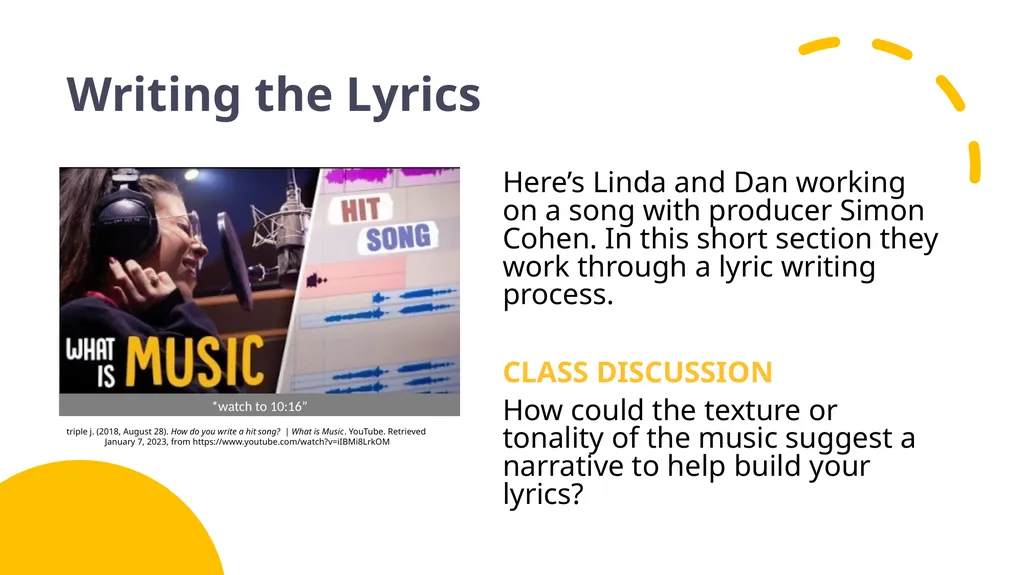 Year 7 and 8 Music: Becoming a SongMaker LESSON - slide 5 of 21