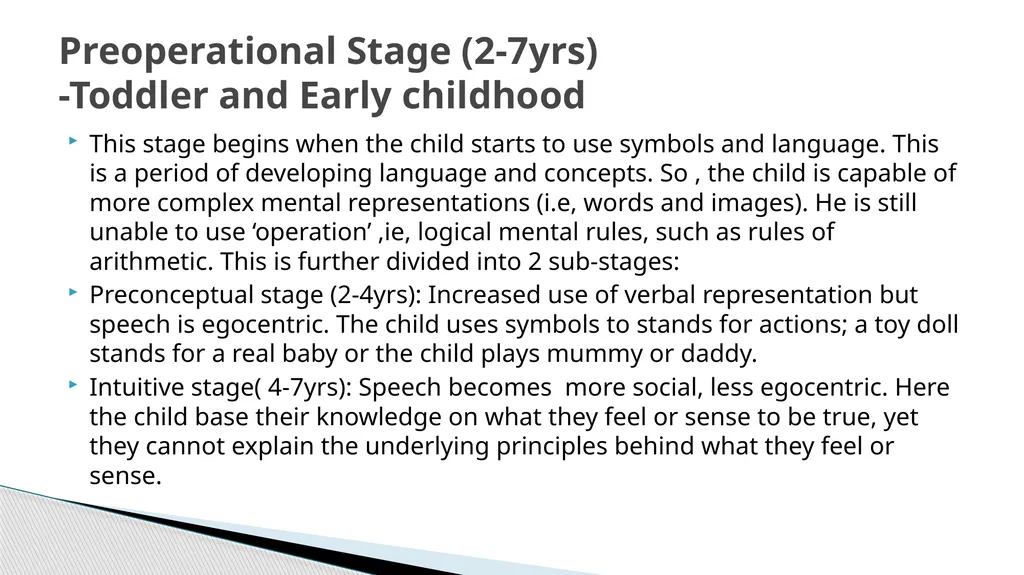 Piaget’s Theory of Cognitive Development Presented - slide 15 of 21