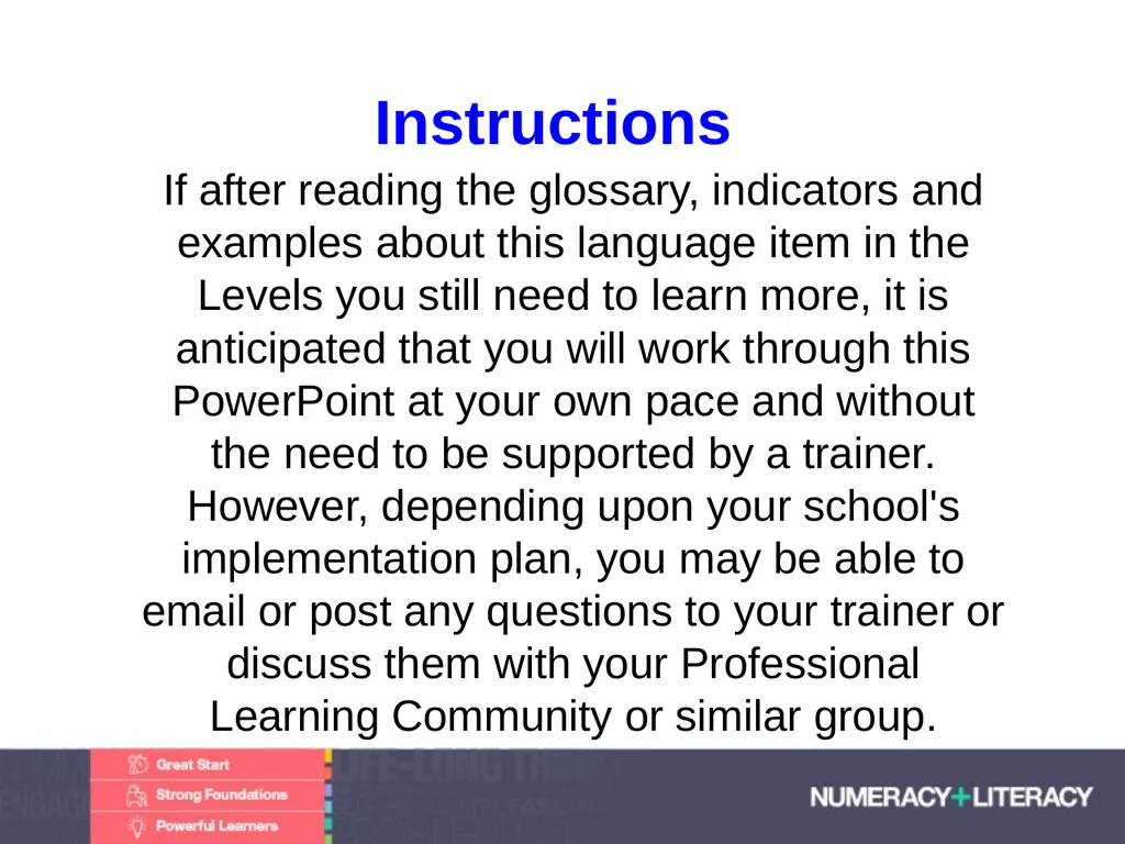 Language and Literacy Levels Module 1.2 C: - slide 2 of 33