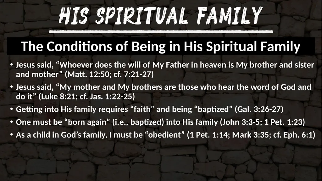 The Introduction of His Spiritual Family Jesus - slide 4 of 7