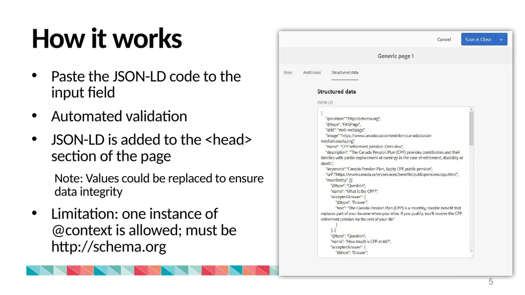 JSON-LD component in AEM Theme Management - slide 5 of 12