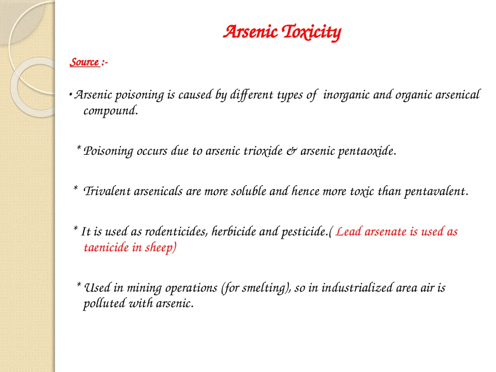 Heavy Metal Toxicity (Arsenic) Presented by:- - slide 7 of 13