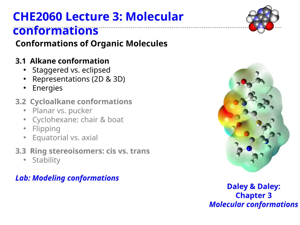 CHE2060 Lecture 3: Molecular conformations Daley & - slide 1 of 10