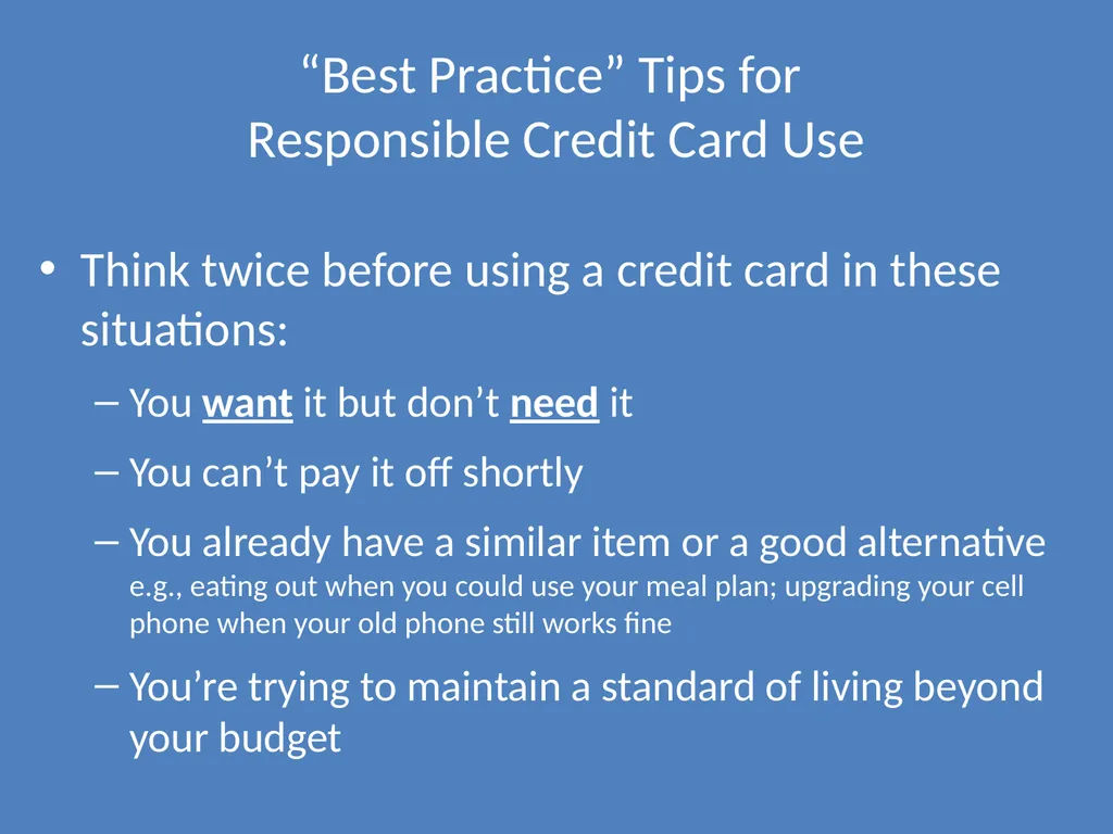 Using Credit Wisely Definition of Credit - slide 10 of 12