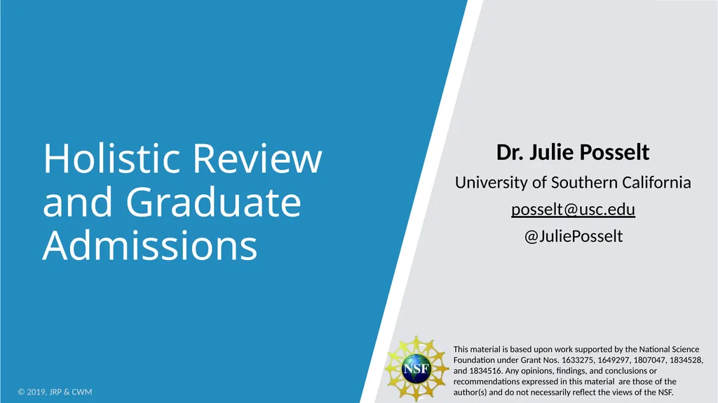 Holistic Review and Graduate Admissions Dr. Julie - slide 1 of 35