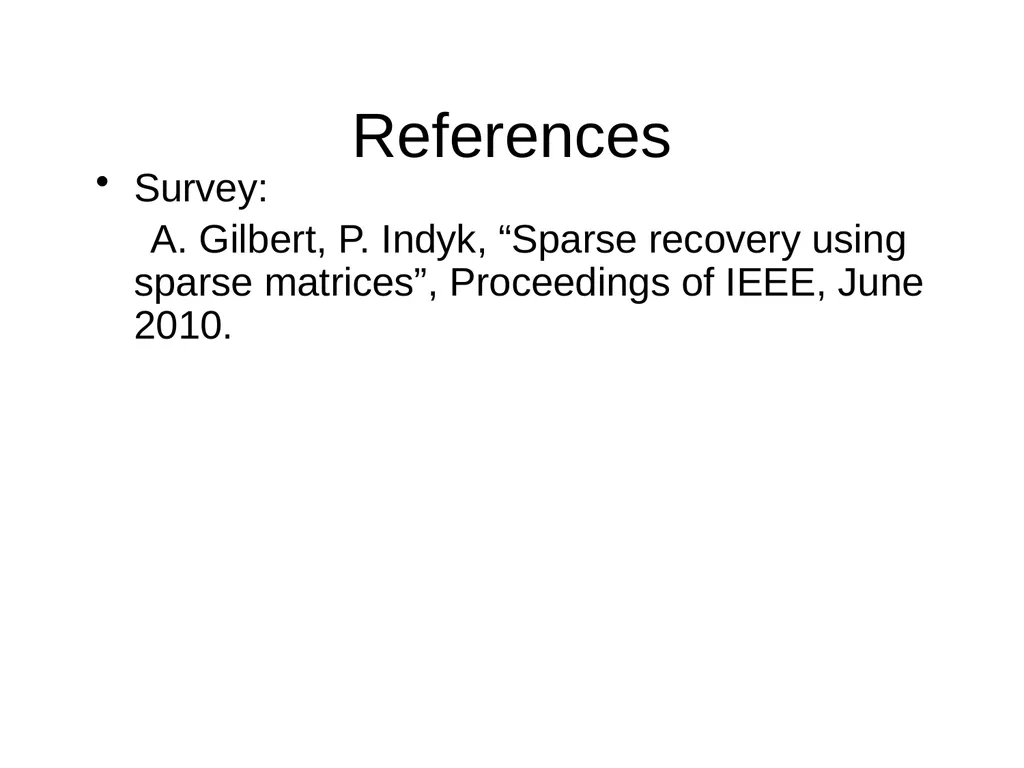 Lecture 15 Sparse Recovery Using Sparse Matrices - slide 13 of 13