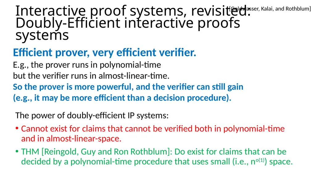 Probabilistic Proof Systems Oded Goldreich - slide 14 of 15