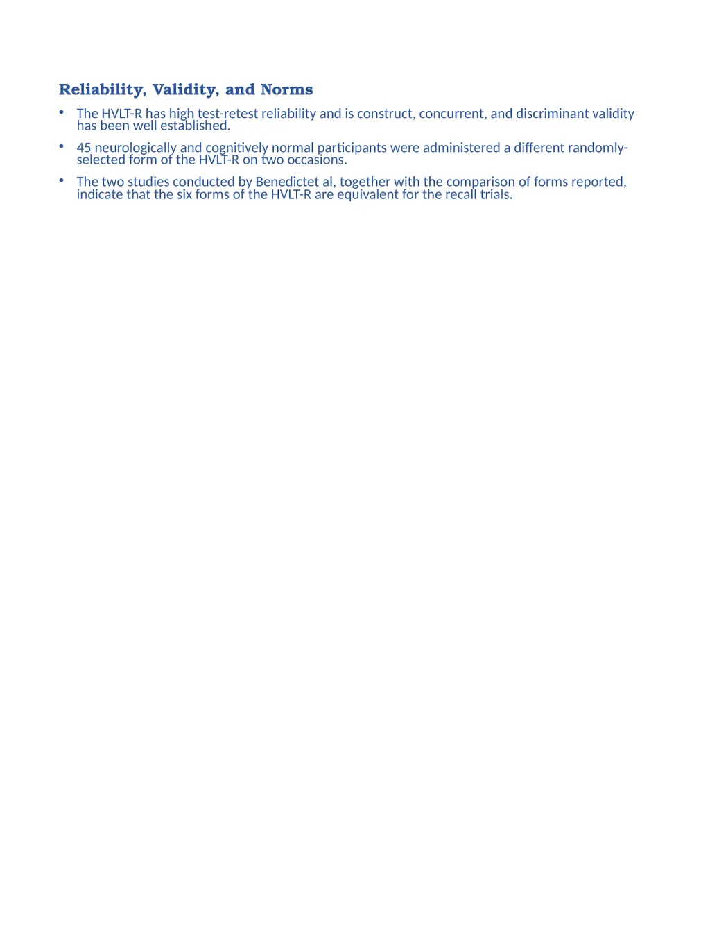 Hopkins Verbal Learning Test- Revised™ (HVLT-R™) - slide 2 of 2