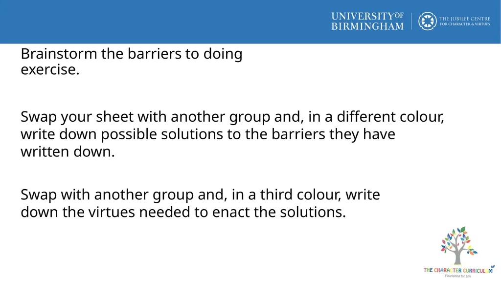 What stops people exercising? What are the risks - slide 3 of 9