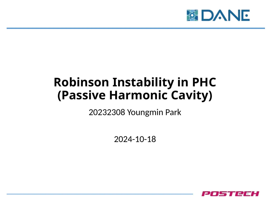 Robinson Instability in PHC (Passive Harmonic - slide 1 of 17