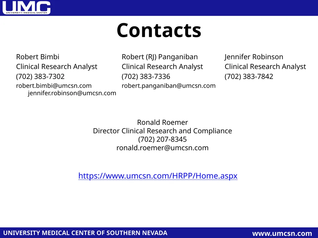 Human Research Protection Program at UMC - slide 6 of 6