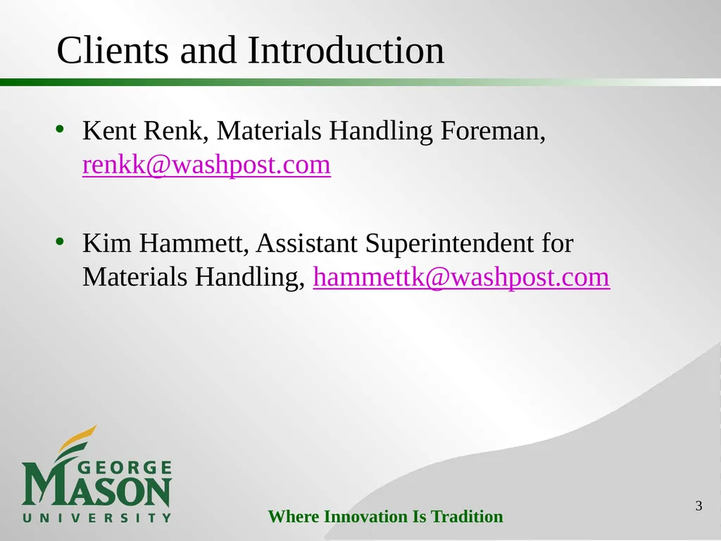 Project #3: Production Cost Savings at Washington - slide 3 of 25