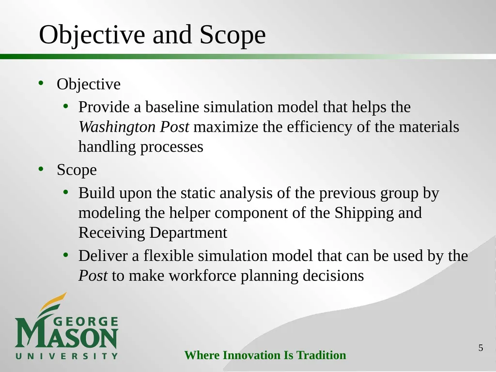 Project #3: Production Cost Savings at Washington - slide 5 of 25