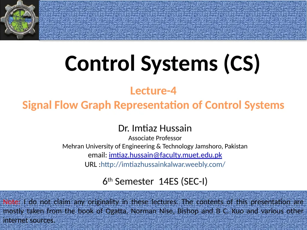 Dr. Imtiaz Hussain Associate Professor Mehran - slide 1 of 59