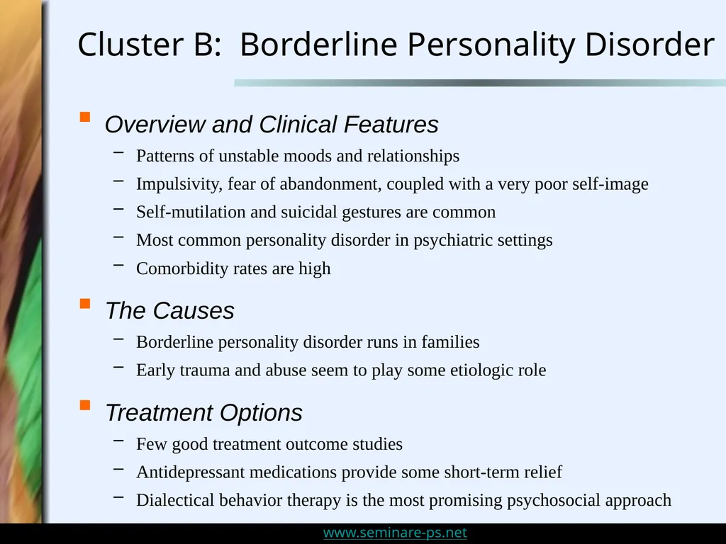 Personality Disorders and Sensitivity: An Overview - slide 20 of 32